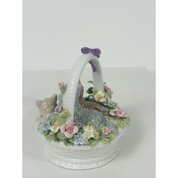 2005 Royal Albert 3 Kittens In A Basket Plays Fur Elise No Defects - Picture 5 of 7